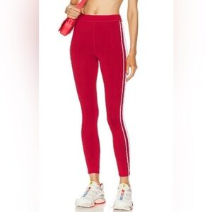 ALO Yoga 7/8 High Waist Leggings Car Club Side Stripe Red White- M